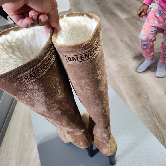 Balenciaga Shoes - Balenciaga Tan Suede Knee-High Boots